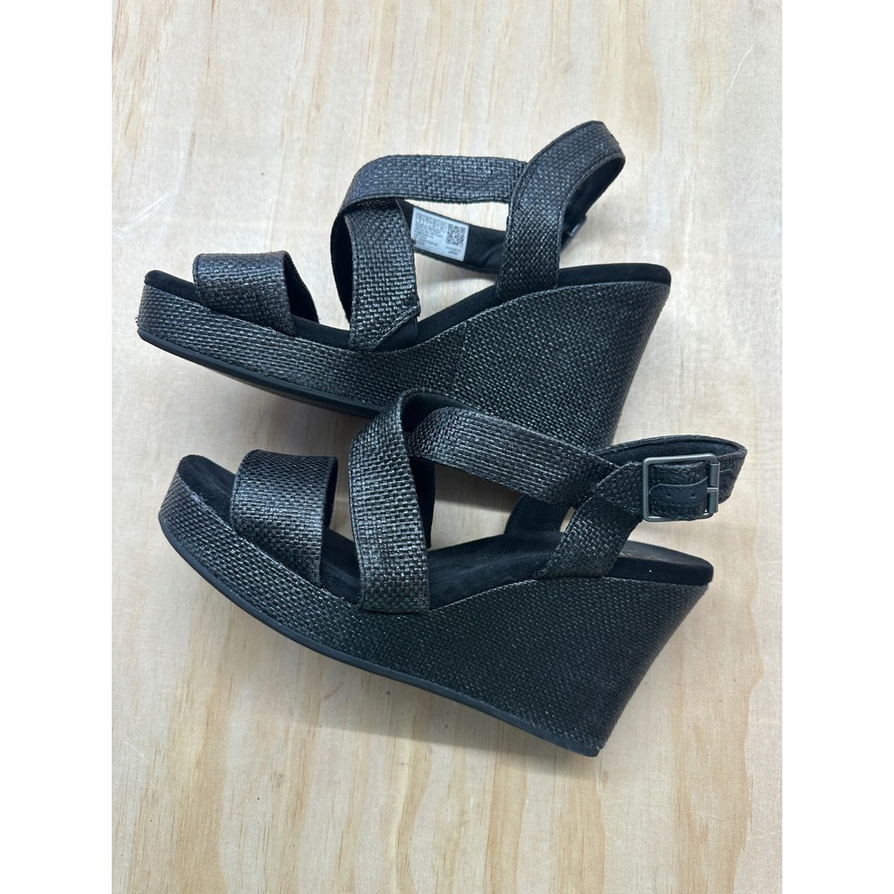 TOMS Monica Black Metallic Woven Platform Wedge Sandals Womens 9 10022251 - Picture 4 of 6